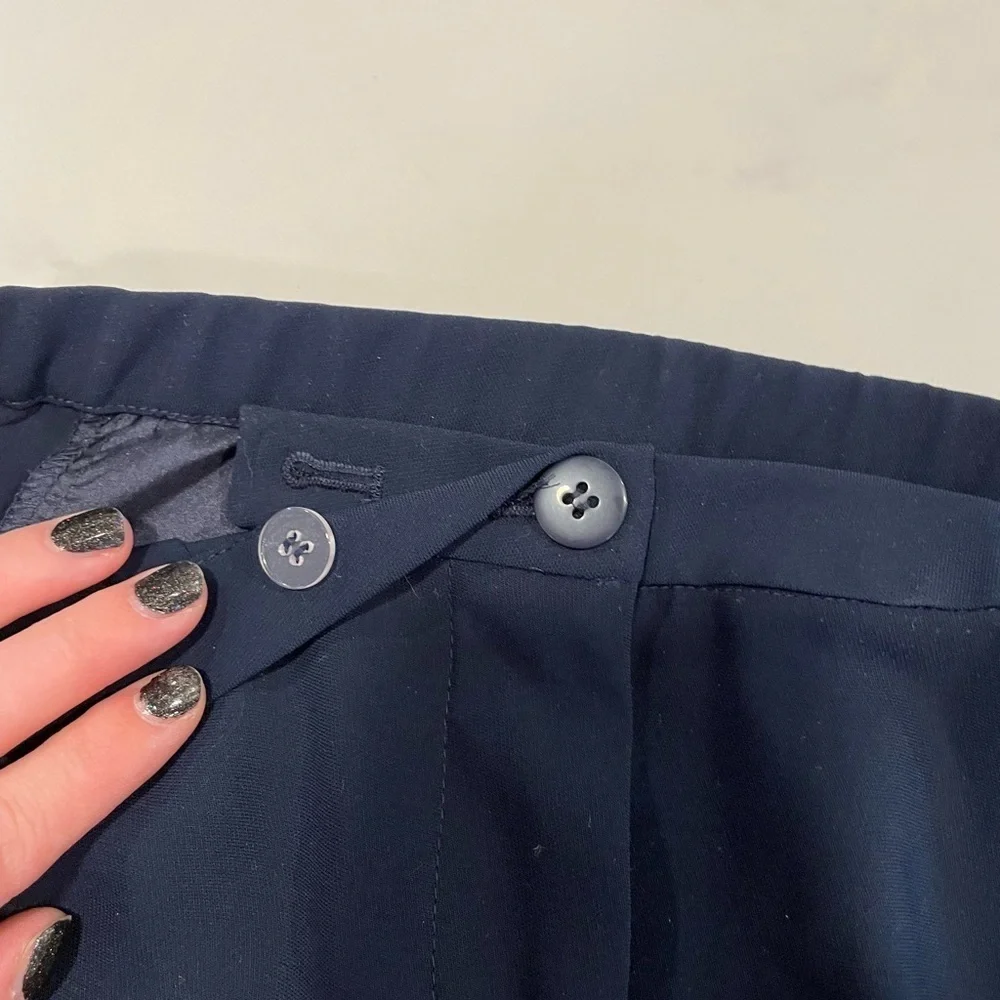 Pendleton Women Dress Pants Size 12P Navy Blue Flat Front Flowy Career Petite